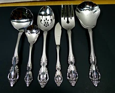 6 Pcs Oneida Brahms Stainless Serving Pieces Meat Fork Gravy Ladel