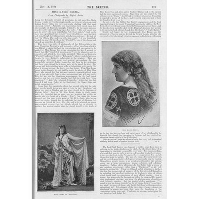 Marie Brema The Victorian Singer - Antique Print 1894