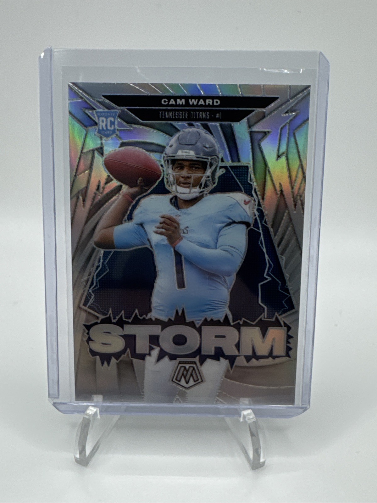 2025 Panini Mosaic Cam Ward Storm Silver SP #2 Tennessee Titans Rookie RC