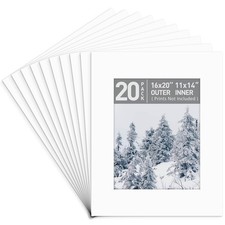 Golden State Art 16x20 White Acid-Free Picture Mats for 11x14 Photos, 20-Pack