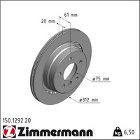 1X Zimmermann 150.1292.20 Bremsscheibe FüR BMW Wiesmann 3 Z3 MF3 E36