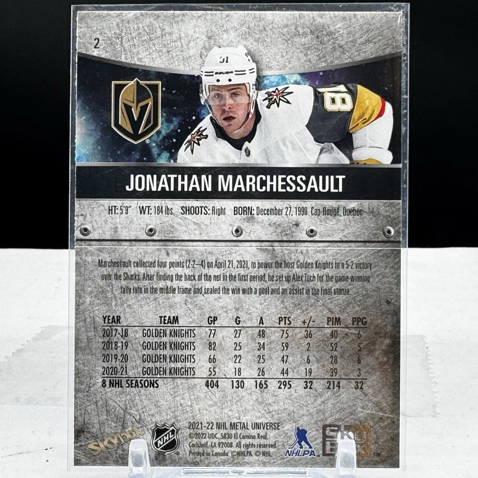 2021-22 Skybox Metal Universe Jonathan Marchessault #2 Blue Spectrum - Image 2 of 2