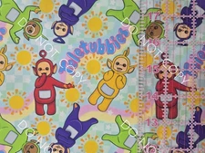 Custom 100% Cotton Woven Fabric Teletubbies Toddler Show by the 1/4 Yard 9x56