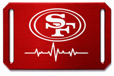 Football Fan Buckle Red with Pulse Line  Laser Engraved  Aluminium Crios Branding Belts