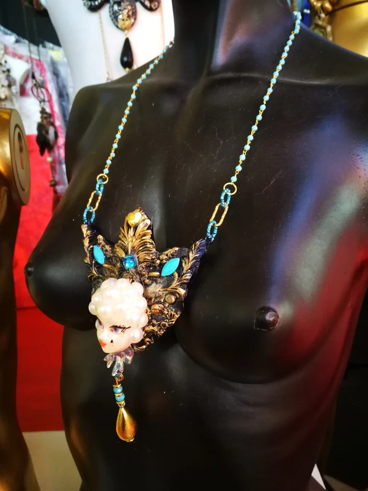 Joyería Belle Epoque Art Deco Nouveau Cabeza de Muñeca Lujo Marilyn Monroe Gota Perla Foto 2 de 4