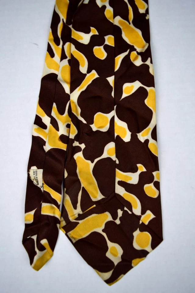 Corbata de Colección Marrón y Dorado Años 60 Patrón Camuflaje Acetato Suave Corbata 54" x 4" Foto 4 de 4