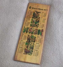 1977 Kalender Kult f&uuml;r Geburtstag Jubil&auml;um Wandkalender Holz V&ouml;gel Eule  DDR (K)