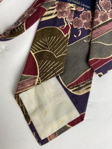 Polo Ralph Lauren Men’s Necktie Vintage Red Stripe Floral Blue Ocean Academia - Picture 3 of 8