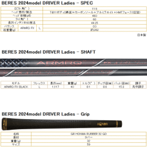 HONMA BERES 09 Ladies Black 2024 Driver 11.5° ARMRQ FX Shaft Flex L New - Picture 10 of 11