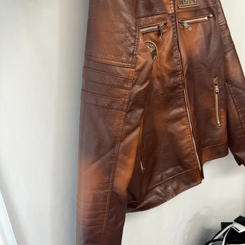 Cafe Racer Lederjacke braun groß Leder Biker Style - Bild 10 von 11
