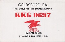 CB radio QSL postcard eagle Evelyn Jones 1960s Goldsboro Etters Pennsylvania