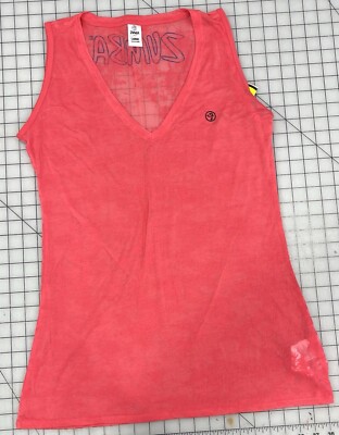 Zumba Wear Tank Top V Neck Logo Large Dance Class Pink I4