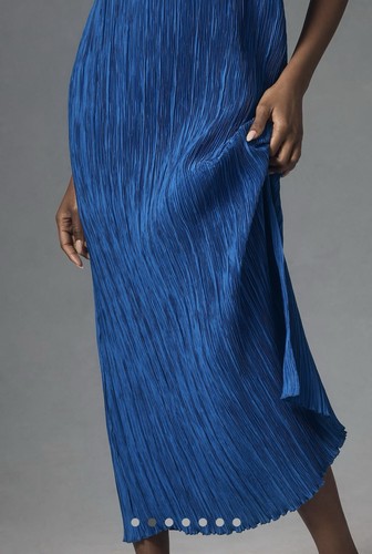 NWT Anthropologie Royal Blue Halter Plisse Pleated Maxi Dress Small S $168 - Picture 3 of 3