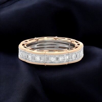 Lab Grown Diamond Eternity Band 1 Kt 18K Multi Tone Gold 4,3 MM Ring 5 6 7 8
