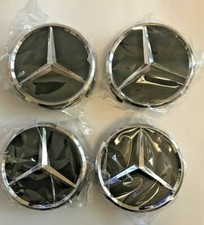 4xNabendeckel FÜR Mercedes-Benz  Nabenkappen Felgendeckel 75mm Schwarz Glanz