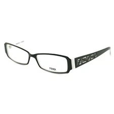 Fendi Womens F664 961 Rectangular Black/White Eyeglasses Frames 51 x 14 x 140