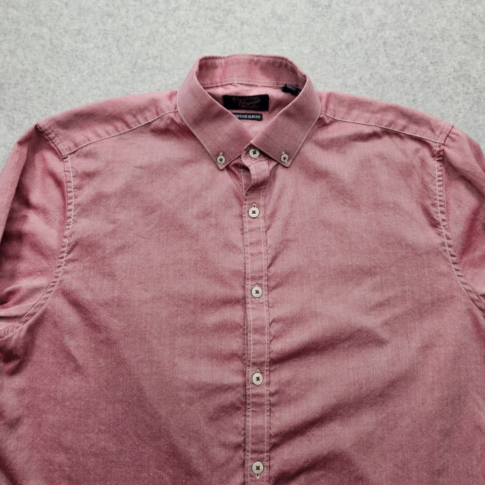 Penguin by Munsingwear Men's Size 16 Red Long Sleeve Button-Down Shirt - Image 2 of 4