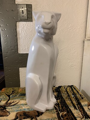 #ad #ad HAEGER Art Pottery 21quot; Vintage White Panther Statue 1980s Pickup Rockford IL $350.49