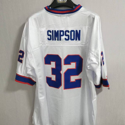 NEW Vintage O.J. Simpson 32 Bills Throwback Stitched White Jersey Men