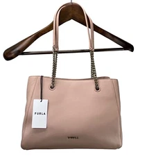 Furla Aura Leather Tote Moonstone Double Top Handled 0400015220369 NWT