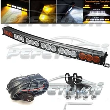 Dual Color 33Inch Curved LED Light Bar Spot Flood Combo Offroad SUV 4WD Truck 32