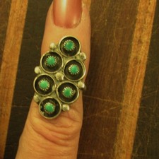 VTG SW ZUNI TURQUOISE SNAKE EYE RING SIZE 5.5 SIGNED MM STERLING-NEW PRICE
