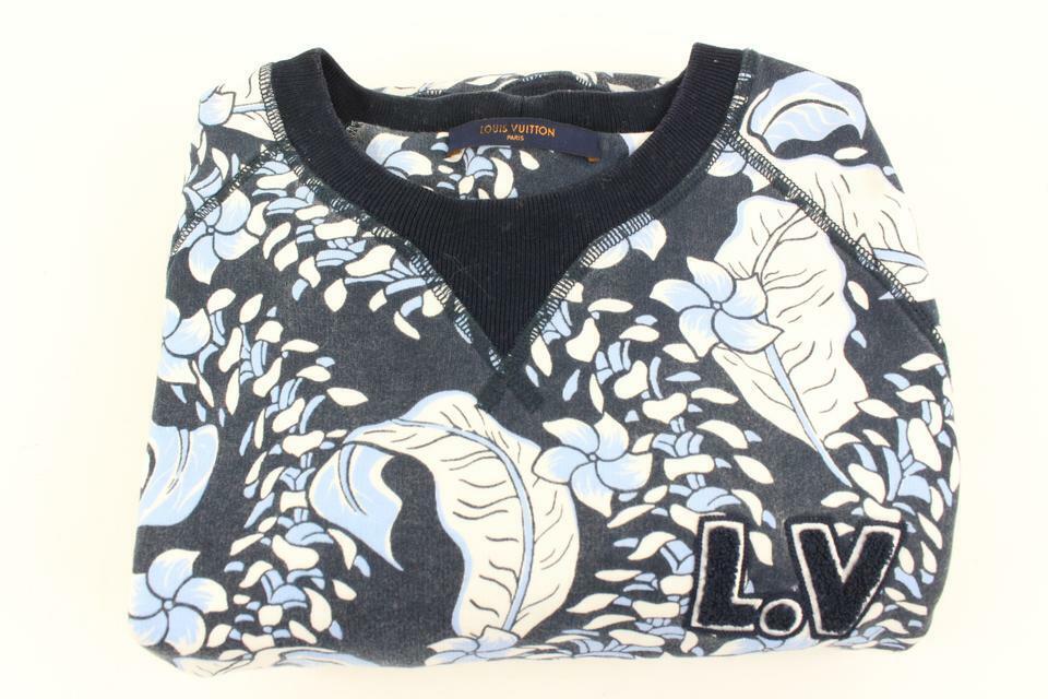Louis Vuitton Men's XL LV Varsity All Over Leaf Printed Floral Sweatshirt 2lv415