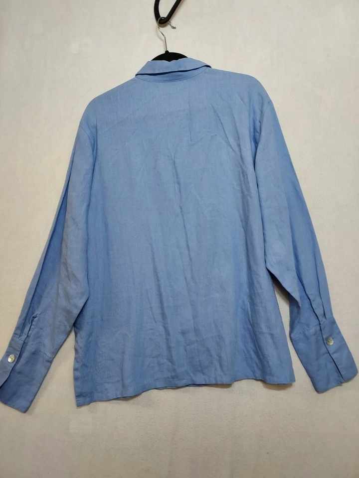 Blusa Camisa Vintage Bloomingdale’s 100% Lino Mujer Talla XL Abotonada Lagenlook Foto 4 de 4