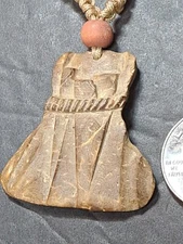 African Hippo Wooden Bead Animal Fetish Necklace 22”Feber Wood Disc