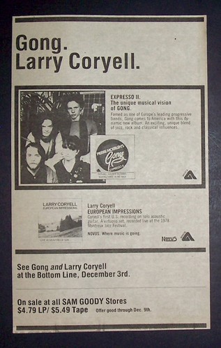 Larry Coryell European Impressions Era Bottom Line NYC 1978 Concert Ad