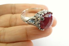 Red Ruby Solitaire Sterling Silver Ring 6, 7.25, 8, 9
