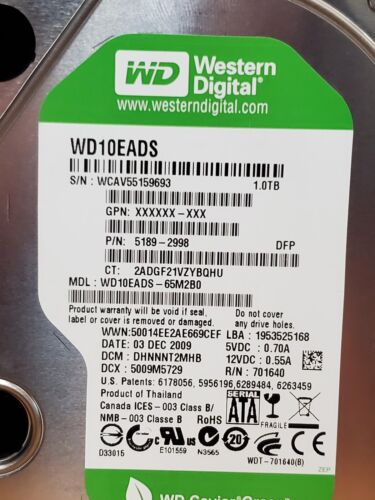 Western Digital WD10EADS-65M2B0 1TB 5189-2998 SATA 35 Hard Drive PCB 2060-701640 - Picture 3 of 11