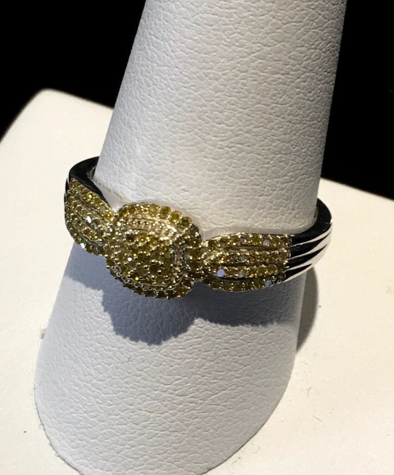 NWT YELLOW DIAMOND CLUSTER RING SIZE 10 (0.33 CTW) 925 STERLING SILVER - Image 2 of 4