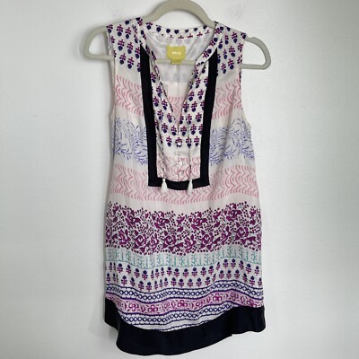 Anthropologie Maeve Top Womens 4 Pink Silk Boho Soft Sleeveless Tunic Blouse
