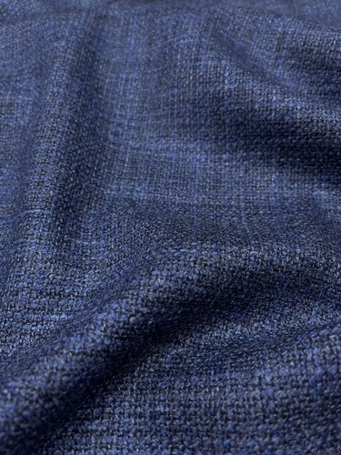 CERRUTI OXYGEN Navy Blue Wool Silk Jacketing Fabric Textured woven ITALY 2.17m - Picture 7 of 14