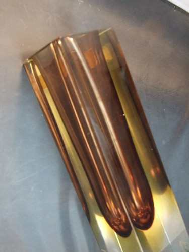 VINTAGE MURANO MANDRUZZATO ITALY PURPLE & CLEAR VASE VM HANDWORKED W STICKERS - Picture 5 of 12