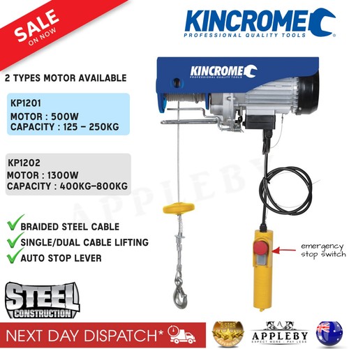 Kincrome Electric Hoist Lifting Winch Tool Cable Rope Remote 250Kg