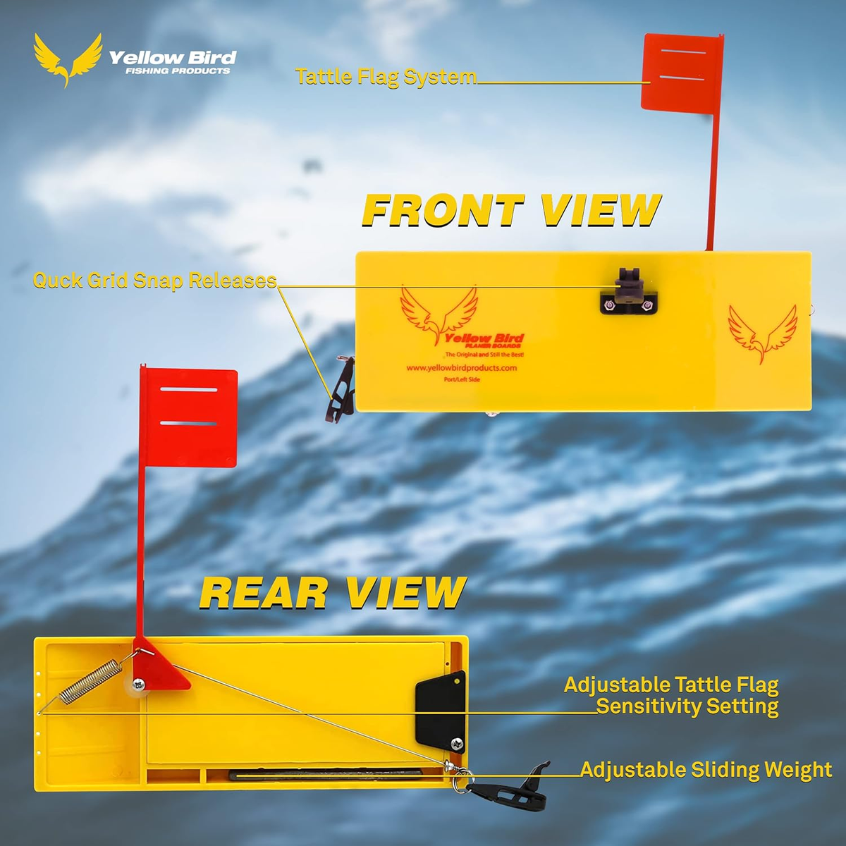 Yellow Bird Planer Board for Fishing Available in Sizes