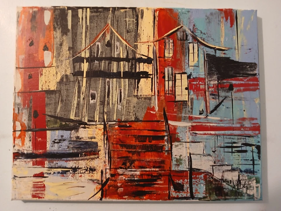 Pintura acrílica abstracta original sobre lienzo Foto 4 de 4