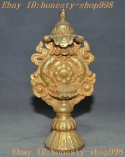 6.4'' Tibetan ancient temple bronze Gilt auspicious Eight treasures statue
