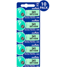 Murata 341 SR714SW 1.55V Silver Oxide Battery 10 Count - Replaces Sony 341