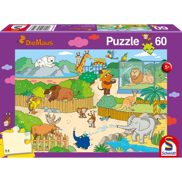 "Schmidt Spiele Kinderpuzzle \"Die Maus - Im Zoo\" 56349 - Schmidt Puzzle 60 Teile"-image
