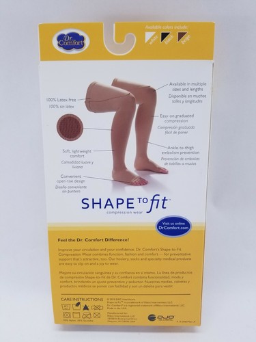 Dr Comfort Shape to Fit Compression Thigh High Stockings Anti-Embolism 2XL Black - Picture 4 of 7