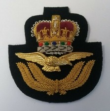 RAF Hat Badge Braided Insignia Officer Queens Crown Service Dress - NEW