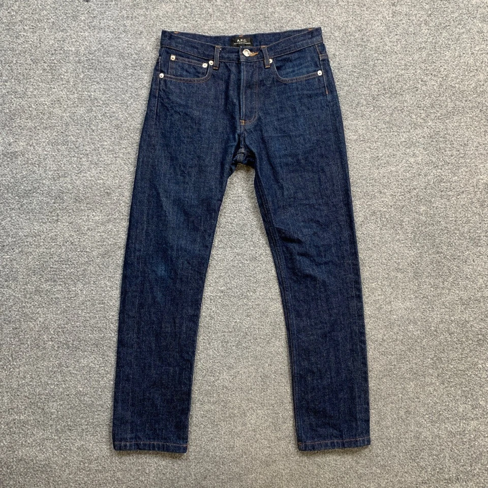 A.P.C. Jeans feminino 27 denim escuro botão mosca algodão pesado reto 5 bolsos - Imagem 2 de 4