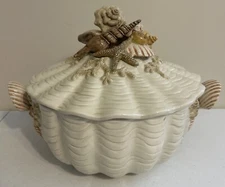 Vintage Seascape Fitz And Floyd Essentials Seashell  Nautical Tureen With Lid