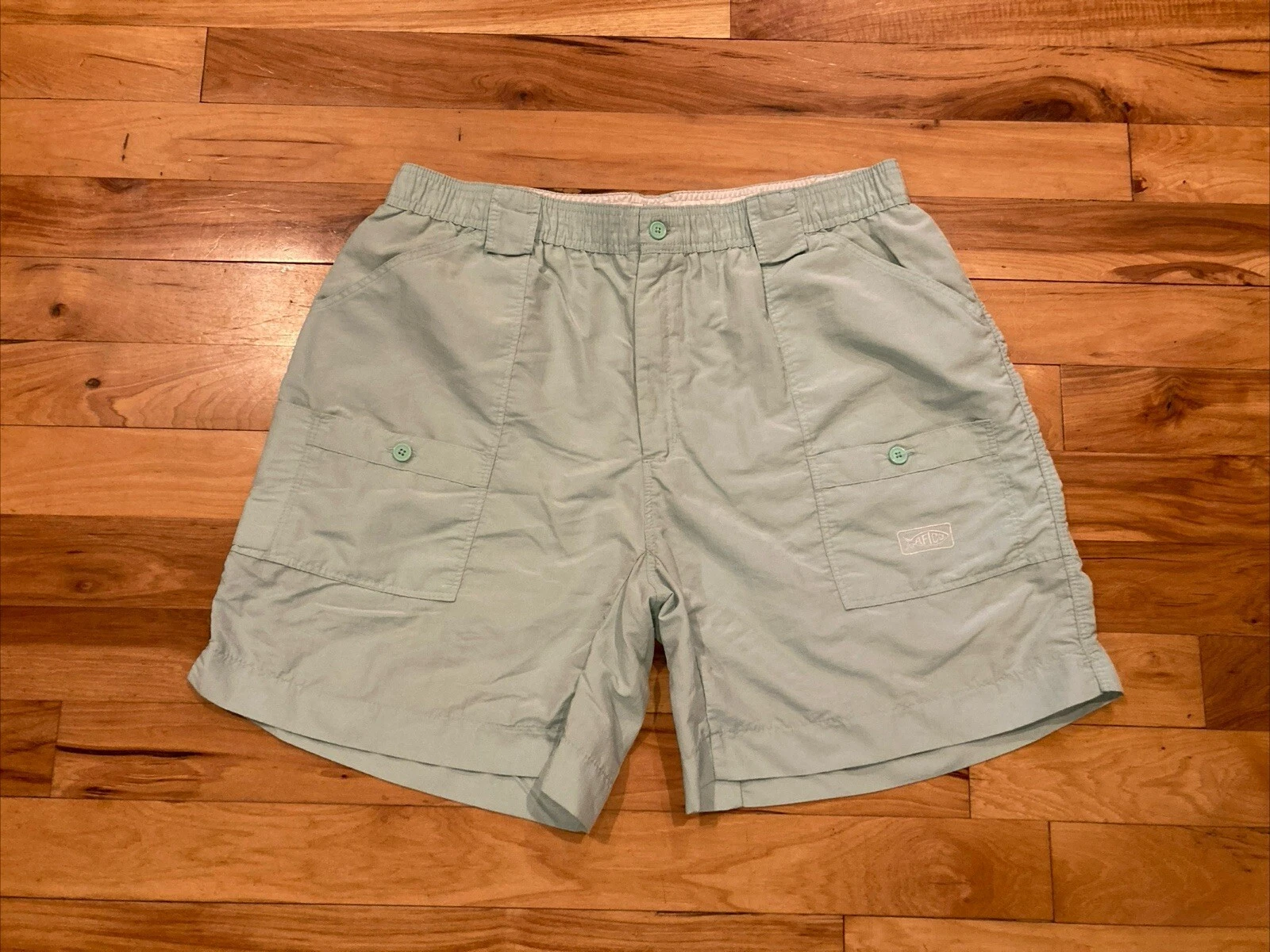 Aftco 100% Nylon Mint Green Shorts Cargo Boating Deck Travel Fishing Mens 40 x 7