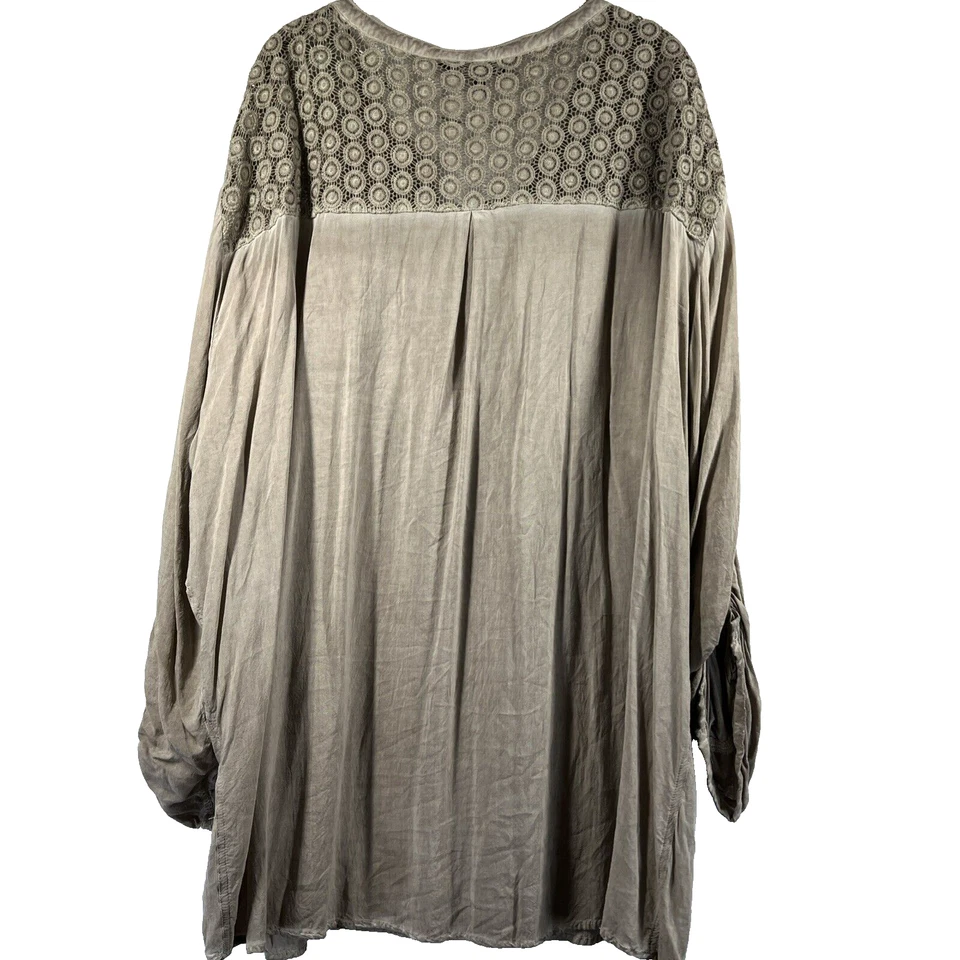 Blusa Top para mujer Ulla Popken Plus 28/30 lengüeta enrollable manga larga corbata troquel Foto 2 de 4