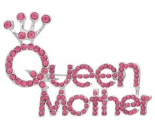 Pink Queen Tiara Crown Mothers Day Jewelry Brooch Pin Rhinestones Silver Tone