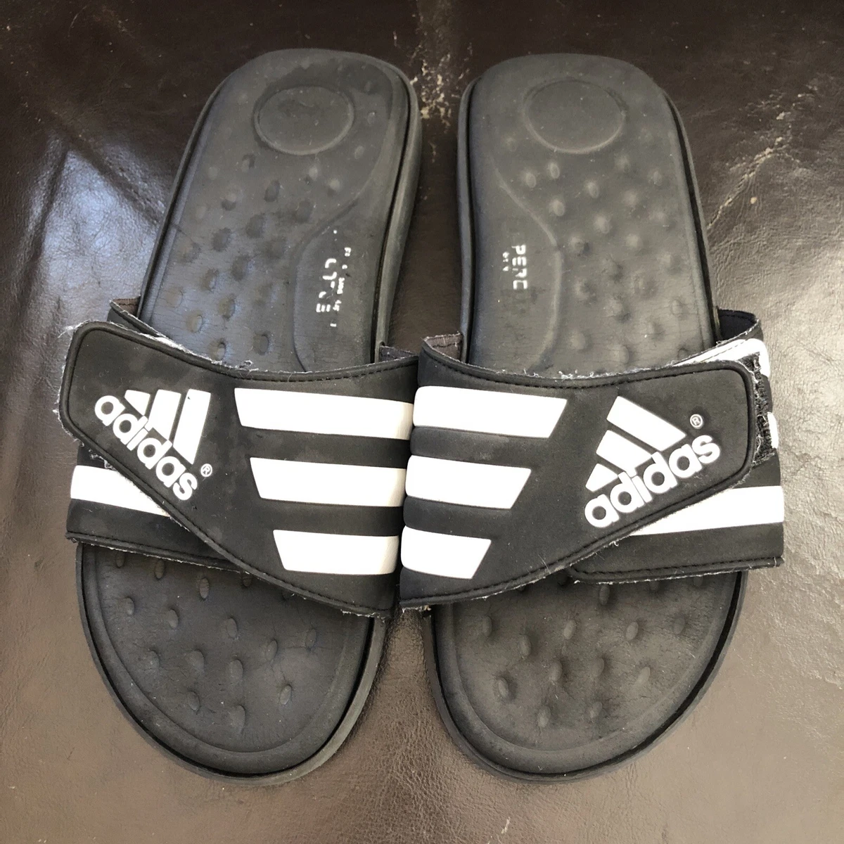 Adidas Cloudfoam Plus Mens Sz Slide Black White Slip | eBay